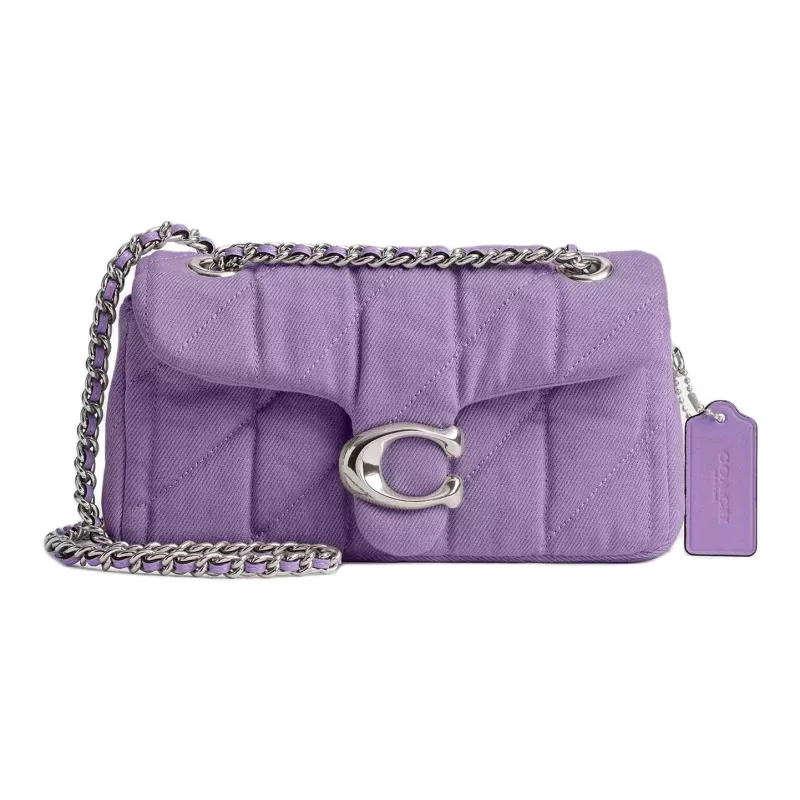 COACH Tabby Quilting Denim Shoulder Bag, Crossbody Bag Trumpets Women's Purple-0