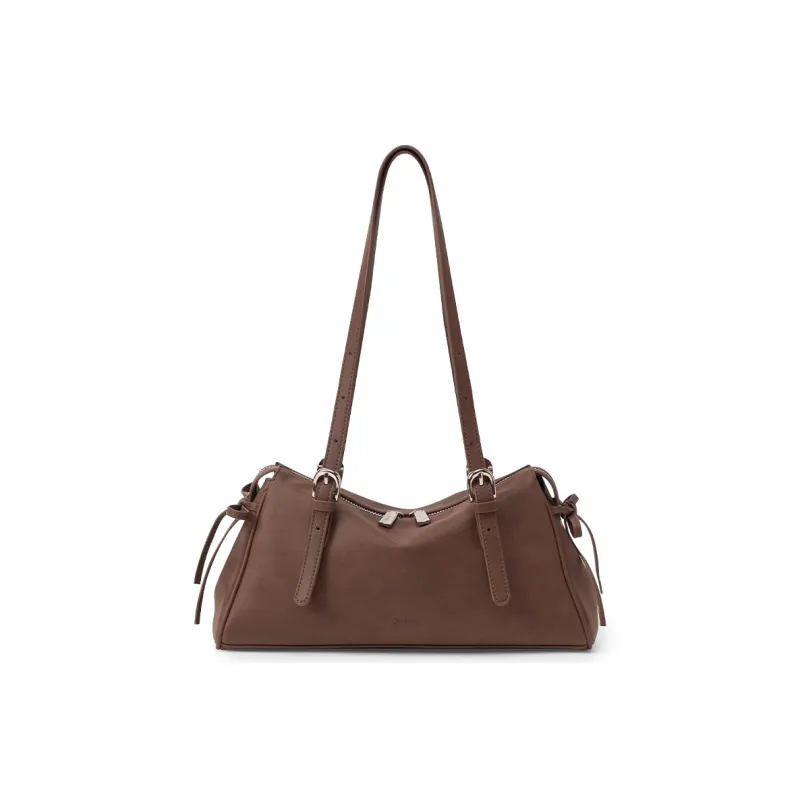 JONBAG Synthetic Leather Shoulder Bag Women's Milk White/Burgundy Brown-4