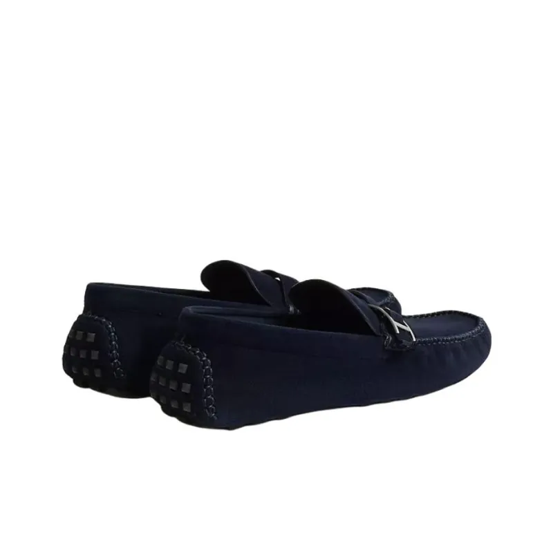 HERMES Idylle Gommino Loafers Men's Blue-3