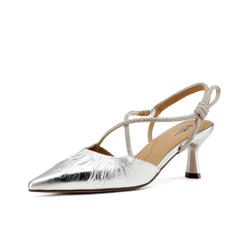 GOLDLION High Heels Women's Ecru/Silver-7
