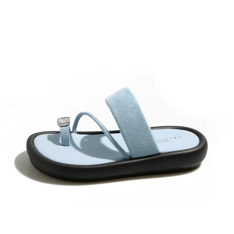 AJPAP Rubber Sole Rhinestone Slide Slippers Women's-4