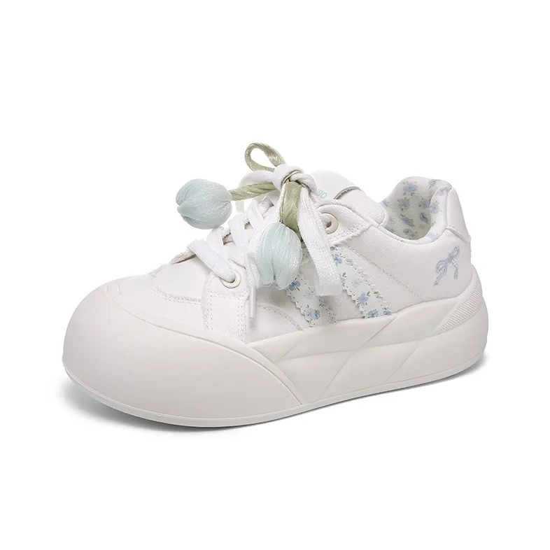 Cob Abrasion Resistant Breathable Low Top Skateboard Shoes Women's White Blue-6