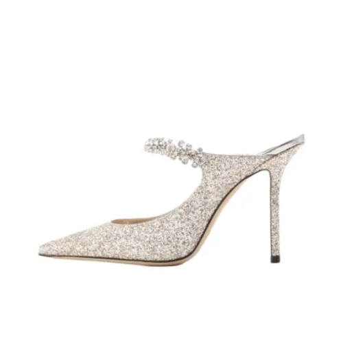 Jimmy Choo Bing Closed Toe Slippers 10cm Women's White