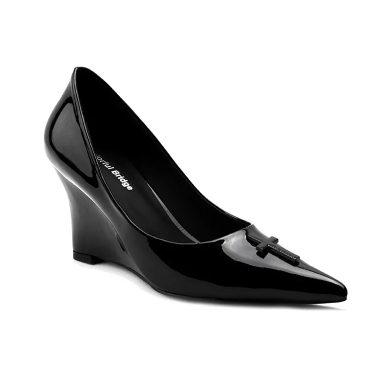 Colorful Bridge Crucifix Cross Wedge Heel High Heels Women's-9