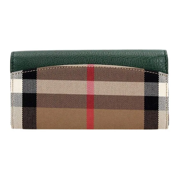 Burberry Canvas With Leather Card Holder Wallet Women's Vintage Green-1