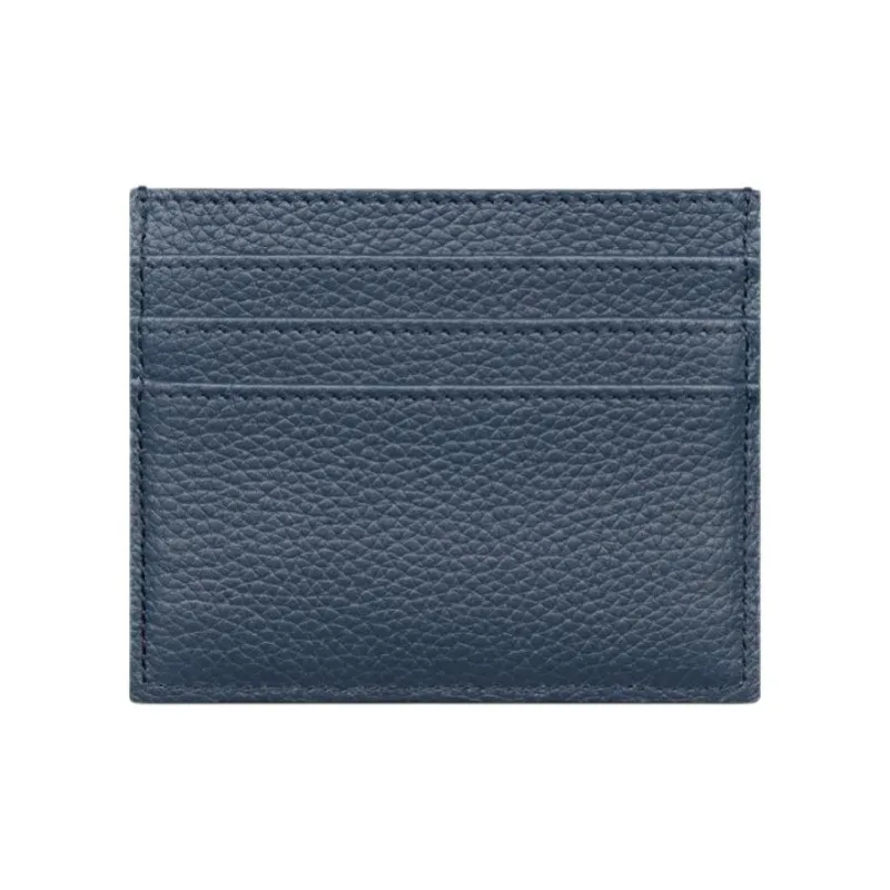 DIOR Grained Calfskin Card Holder Unisex Blue-1