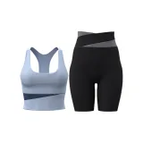 [Bra Clothing Sets]Gray Lake Blue+Starburst Black