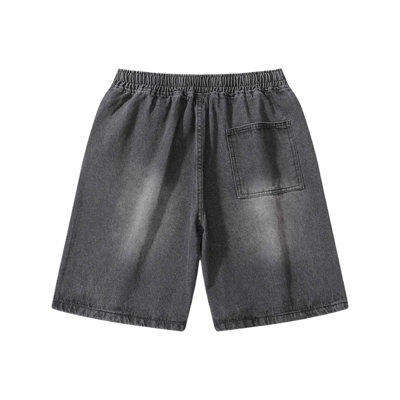 Small Columns Under The Sea Denim Shorts Unisex-1