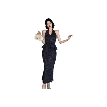 DOKZB Sleeveless Dresses Women's Navy Blue
