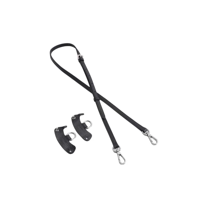 Ingenuity Handmade Cow Leather Bag Strap Women's Black-1