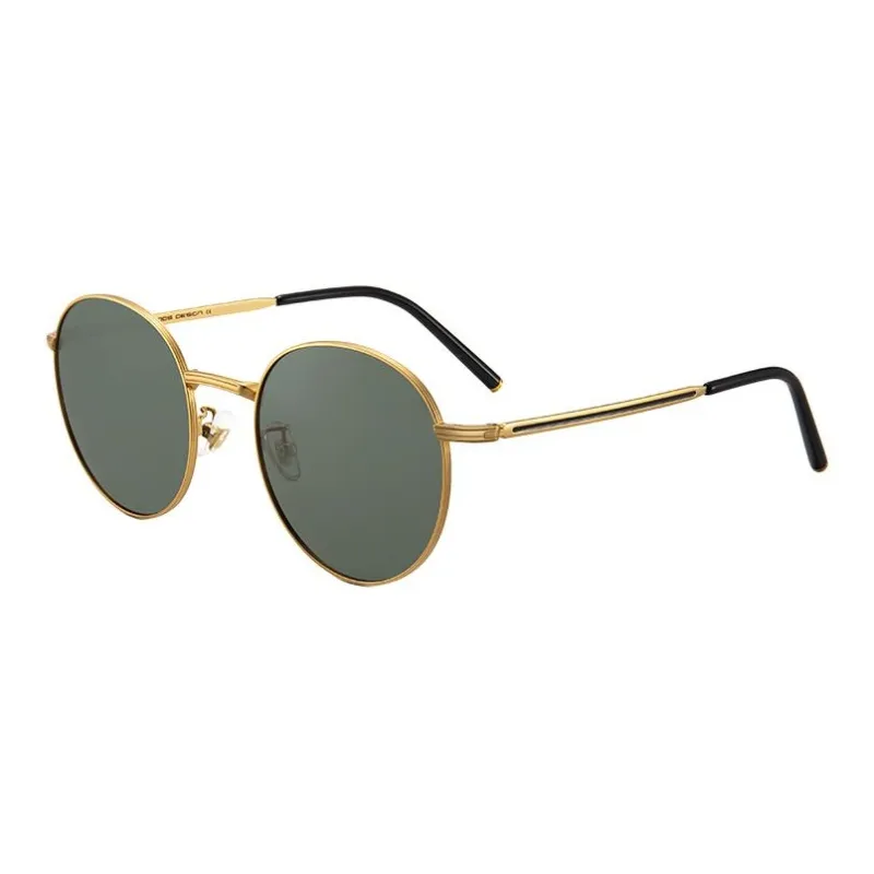 CAPONI Metal Round Sunglasses Unisex Gold-0