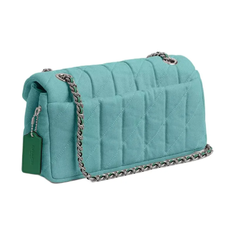 COACH Tabby Quilting Denim Shoulder Bag Medium Size Women's Blue-1