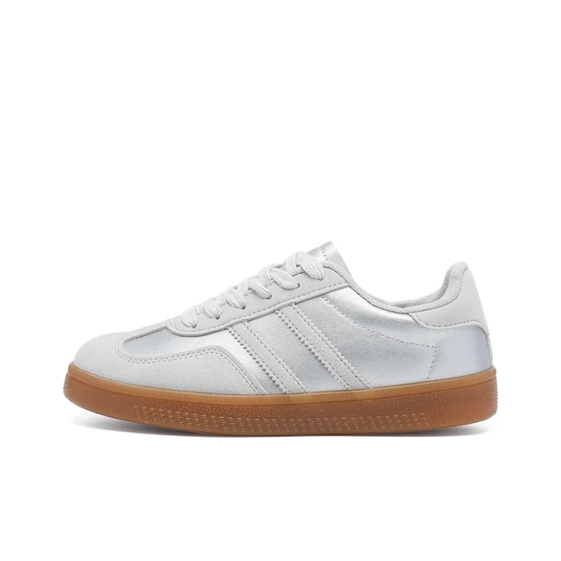 RENBEN Lightweight Anti Slip Low Top Skateboard Shoes Women's Silver-0