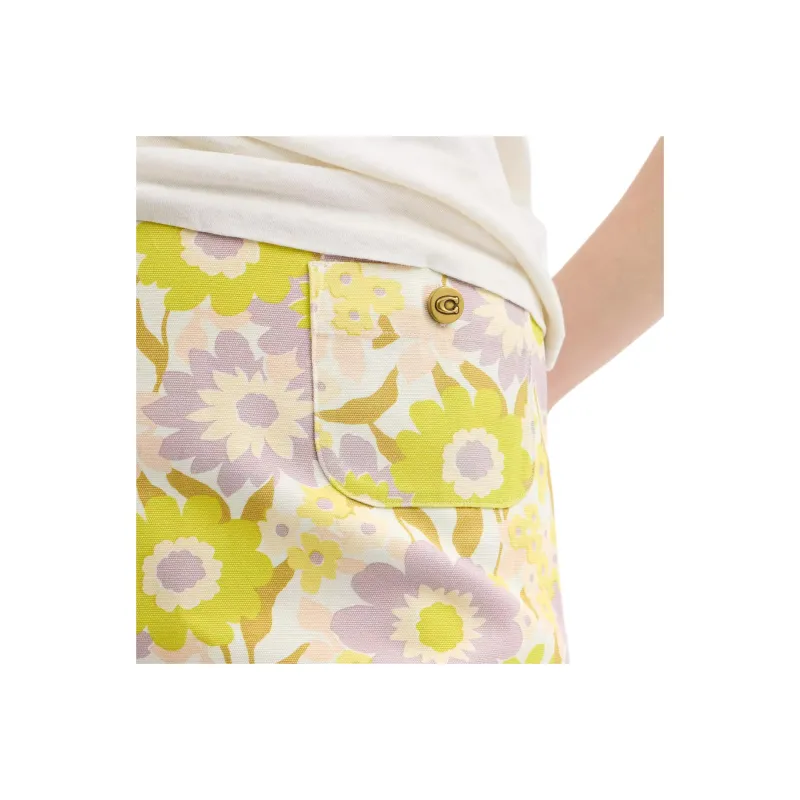 COACH SS25 Casual Short Skirts Women's Floral Yellow-3
