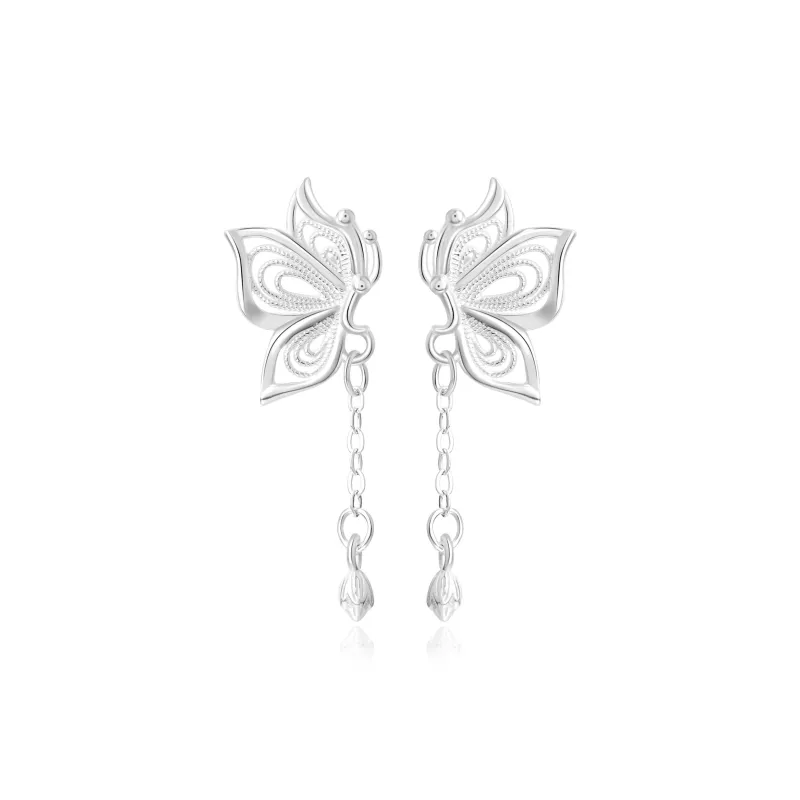 Lao Feng Xiang 999 Fine Silver Earrings Women's-0