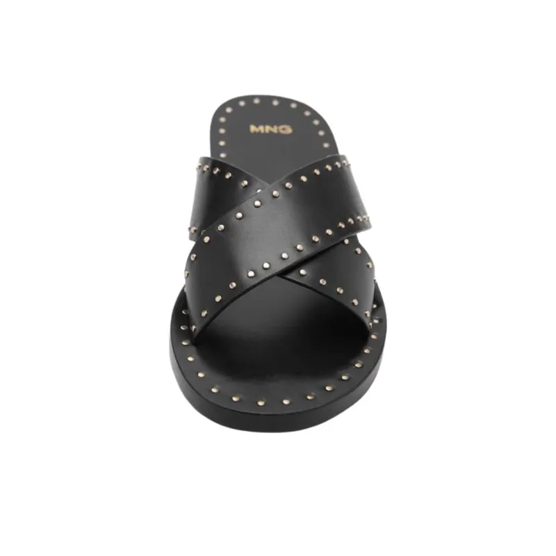 MANGO Rubber Sole Abrasion Resistant Slide Slippers Women's Black-3