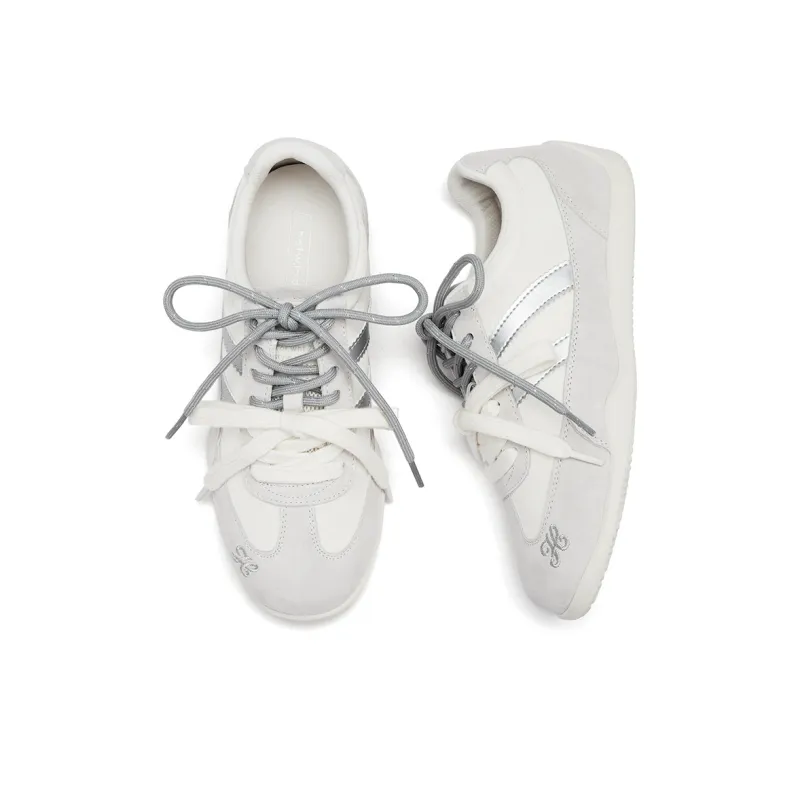 Hotwind Anti Slip Wear Resistant Low Top Casual Shoes Women's Beige Silver-2