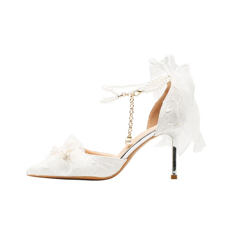 GOSO Slim Heel High Heels Women's White-0