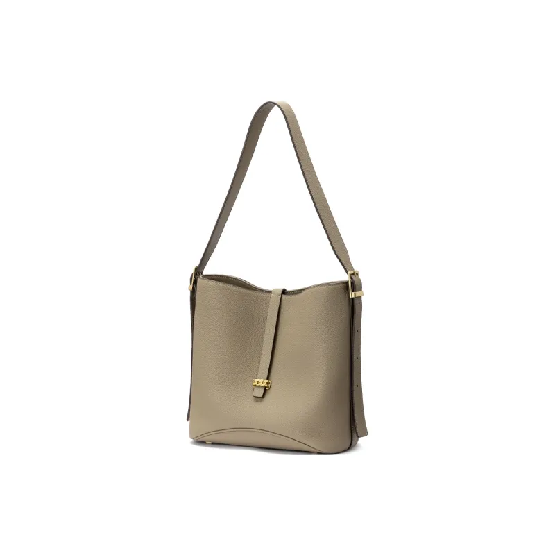 ROBERTA DI CAMERINO Top Grain Cow Leather Crossbody Bucket Shoulder Bag Women's Classic Black/Elephant Gray-6