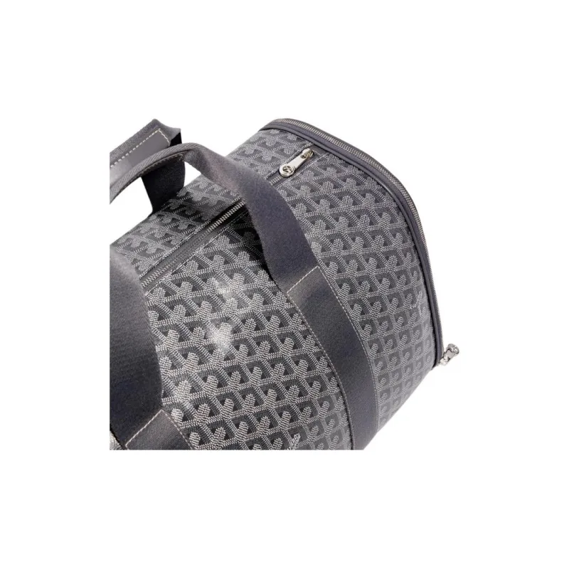 GOYARD VOLTIGEUR Canvas With Calfskin Pet Carrier, On The Go Luggage Bag, Carry on Bag Medium Size Unisex Gray-4