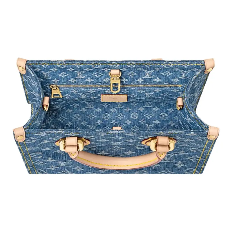 LOUIS VUITTON ONTHEGO Leather Trim Shoulder Bag, Crossbody Bag, Handbag Trumpets Women's Blue-3