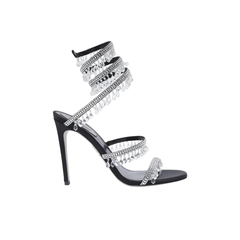 RENE CAOVILLA Chandelier One Strap Sandals 10.5cm Women's Black-1