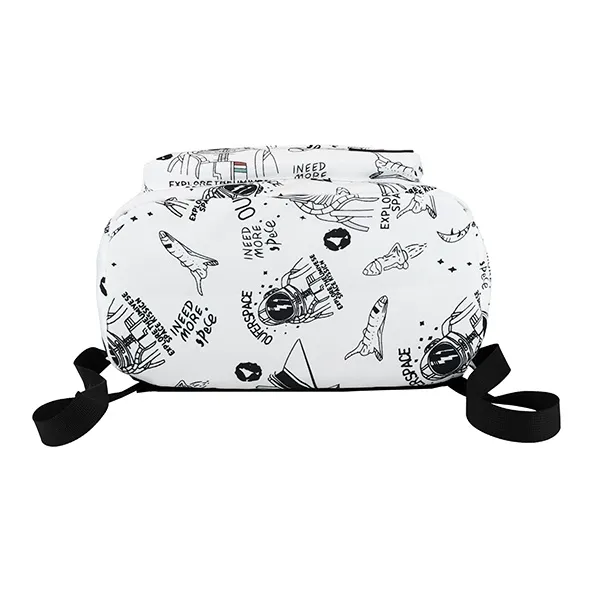 Meow In The Grass Nylon Backpack Unisex White/Black-4