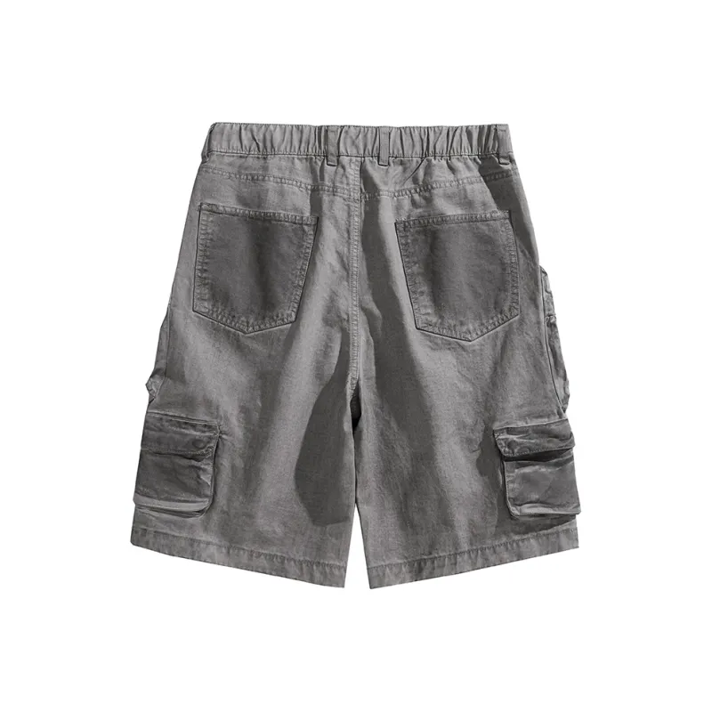 VERAF CA Casual Shorts Men Dirty Dyed Gray-1