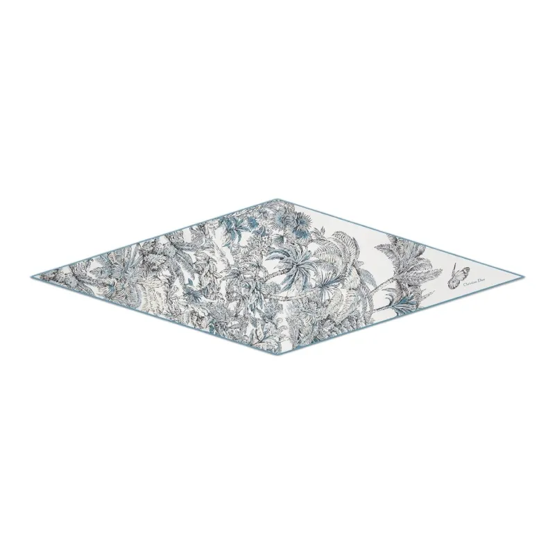 DIOR Mulberry Silk Scarves Women's White/Blue-0