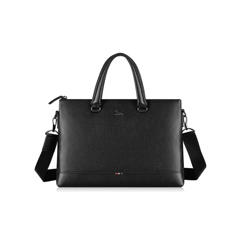 SEPTWOLVES Top Grain Cow Leather Briefcase Men's Black-0