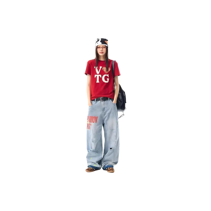 PAINT STAIN Jeans Unisex Blue[High Quality]-0