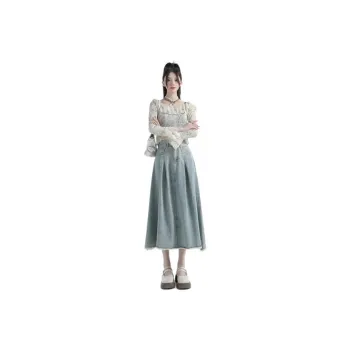 YINLEI Denim Long Skirt Women's