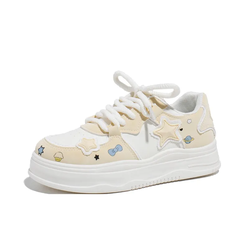 Babaya Skateboard Shoes Women's Low Top Pink/Yellow-5