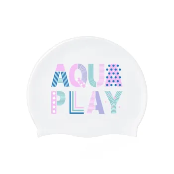 AQUAPLAY Swimming Caps Silicone Swim Unisex Ivory White