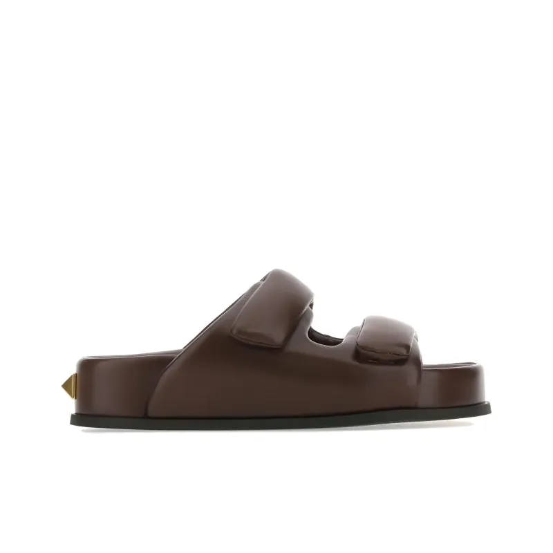 Valentino Roman Stud Slip Resistant Slide Slippers Men's Chocolate-1