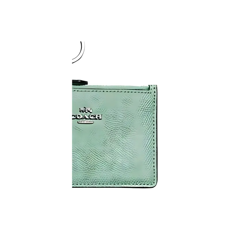 COACH Mini Id Skinny Cross-Stitch Leather Document Wallet Card Holders Mini Women's Grass Green-3