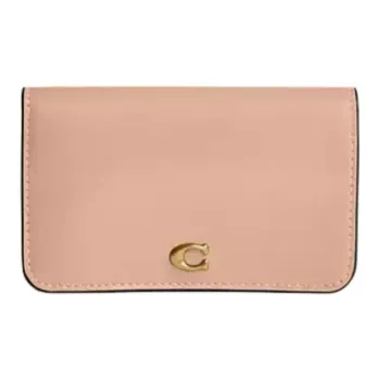 COACH Essential Calfskin Card Holder Mini Women's Brass & Cream