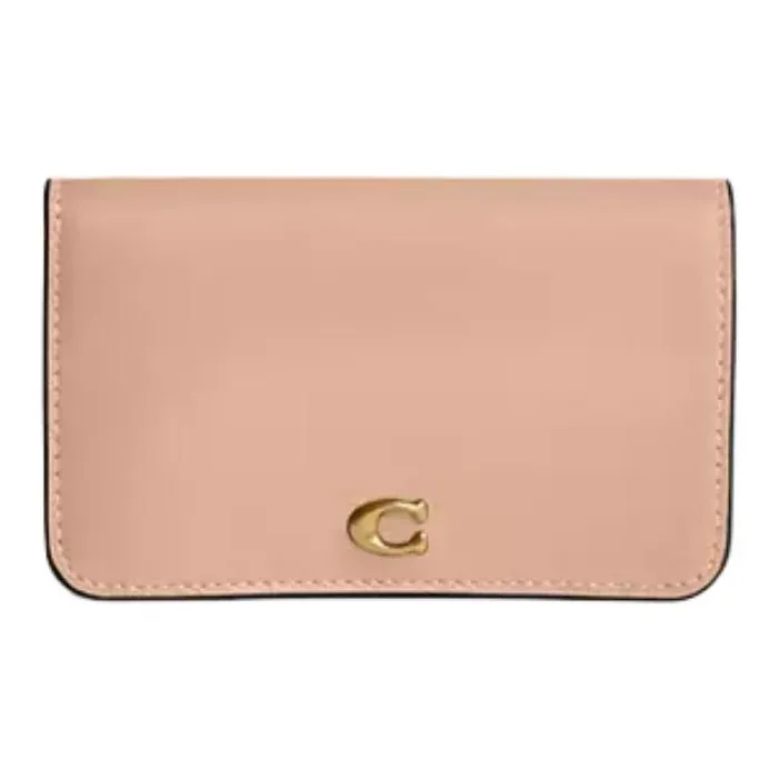 COACH Essential Calfskin Card Holder Mini Women's Brass & Cream-0