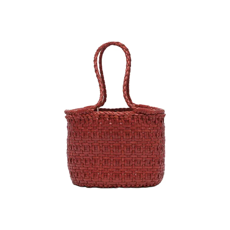 Dragon Diffusion Leather Basket Bag Handbag Mini Women's Red-2