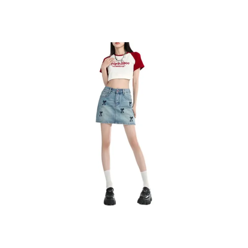 YINLEI Denim Short Skirts Women's-0