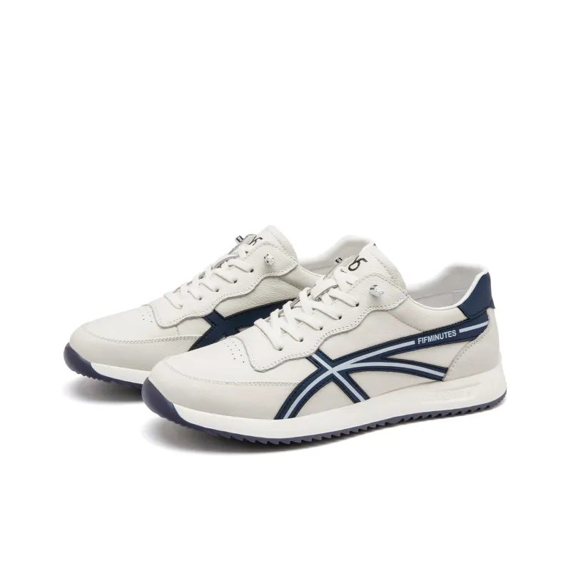15 MINS Breathable Low Top Casual Shoes Men's White Blue-2