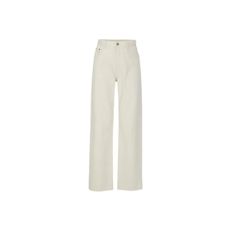 ZHIZHI Jeans Women's Light Beige Apricot-0
