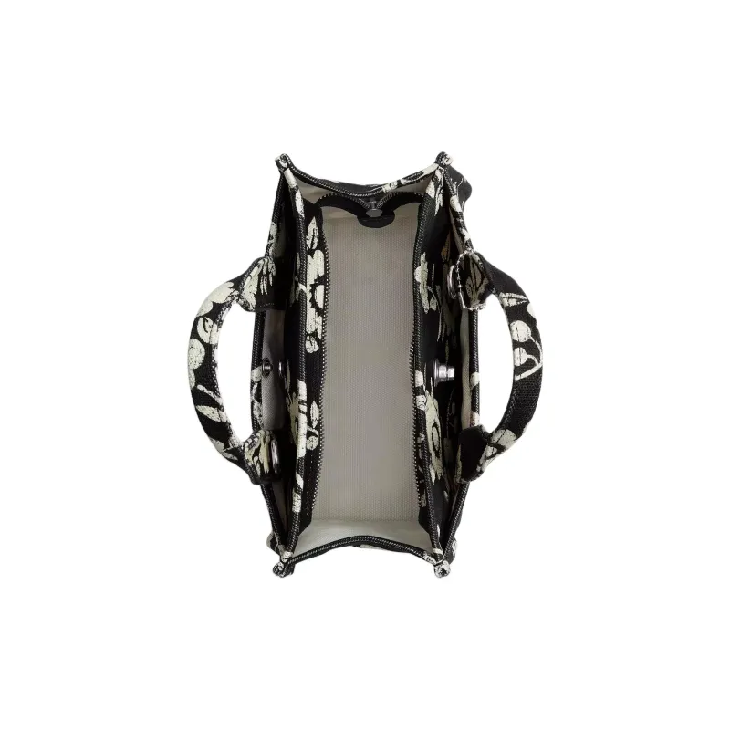 COACH Cargo Cotton Tote Bag, Shopping Bag, Shoulder Bag, Crossbody Bag, Handbag Medium Size Women's Silver & Black-3