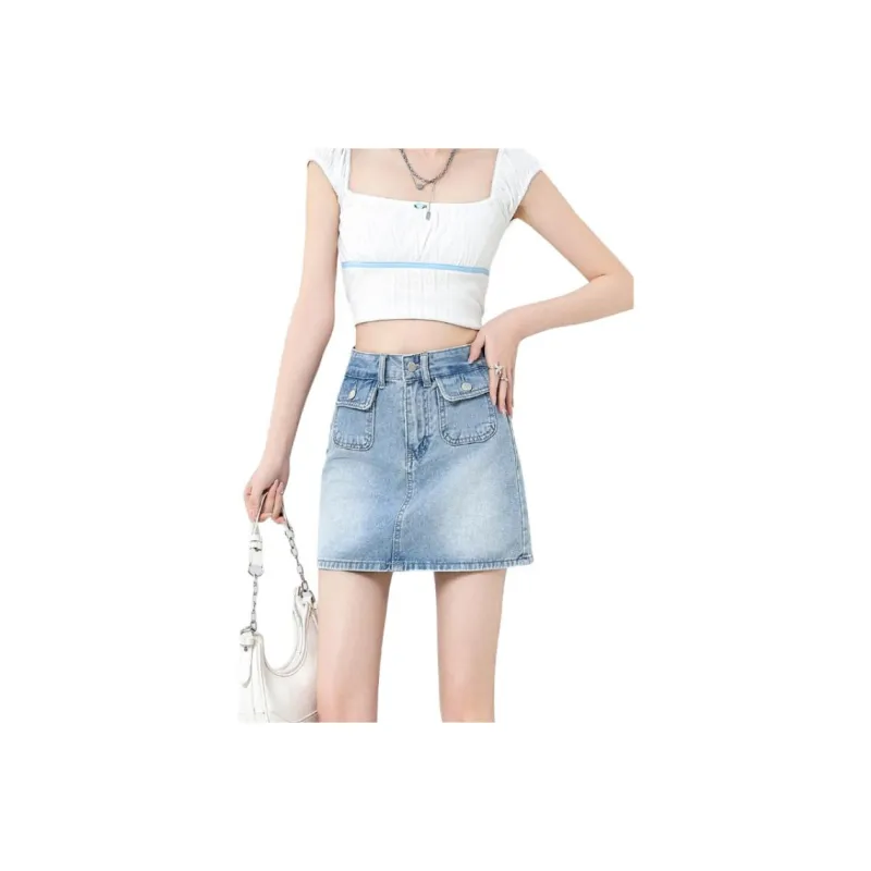 YINLEI Denim Short Skirts Women's-0