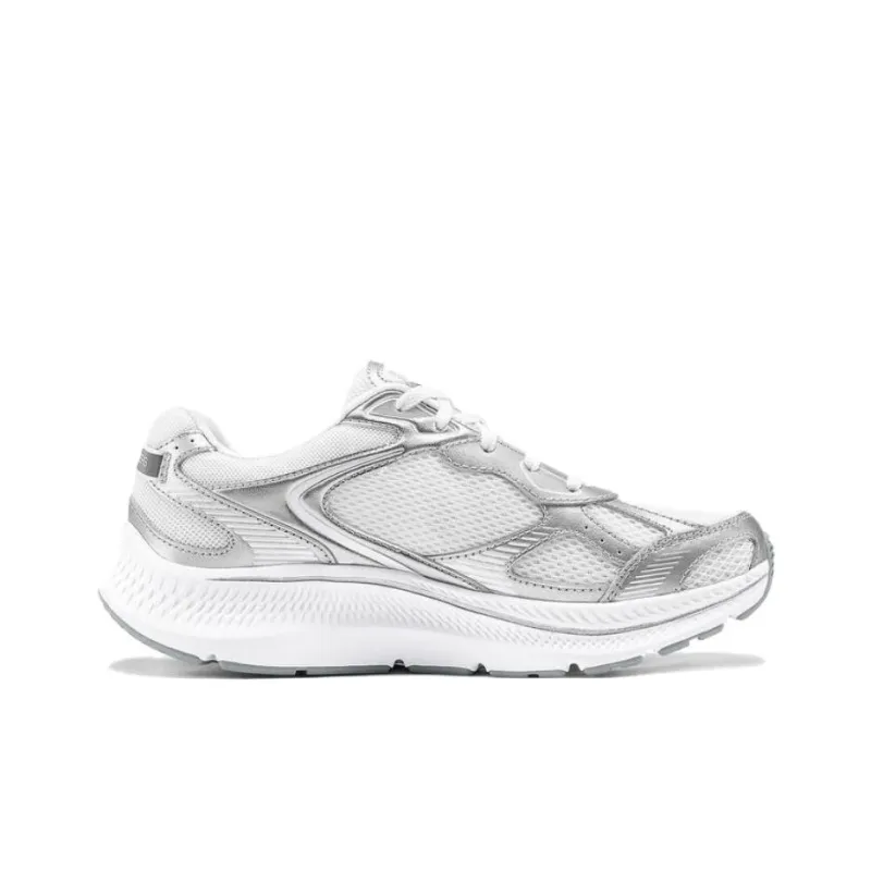 Skechers Women's GO Series Cushioning, Breathable, And Resilient Design Low Top Running Shoes Women's White Silver-1