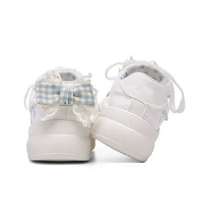 Cob Abrasion Resistant Breathable Low Top Skateboard Shoes Women's White Blue-3