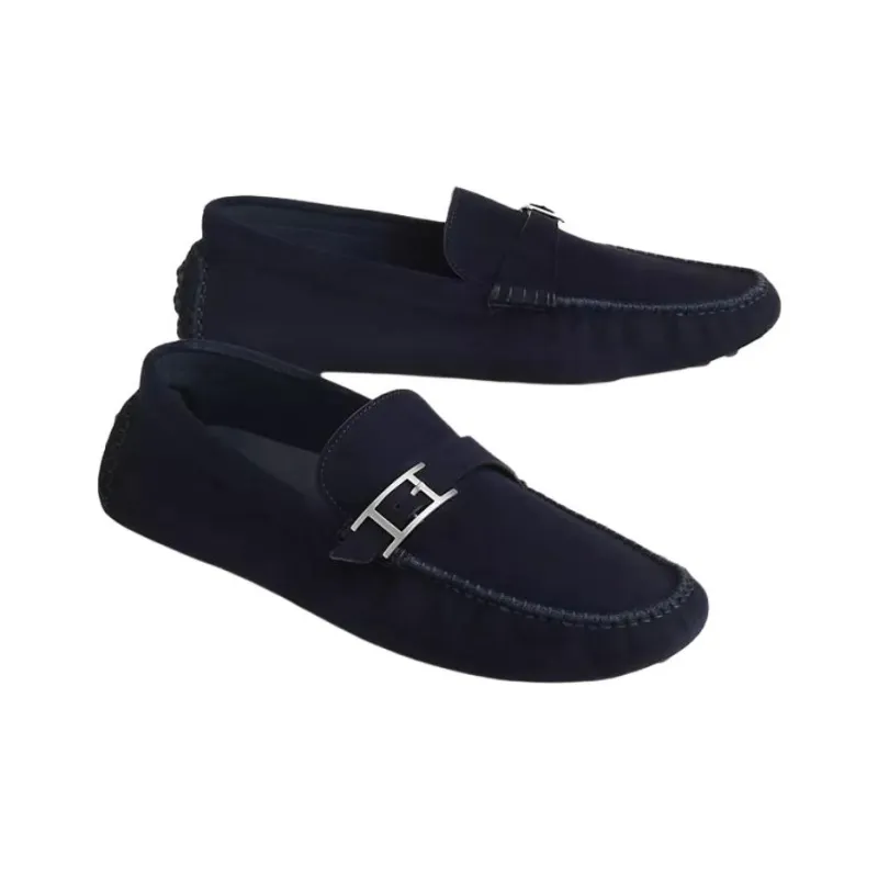 HERMES Idylle Gommino Loafers Men's Blue-2