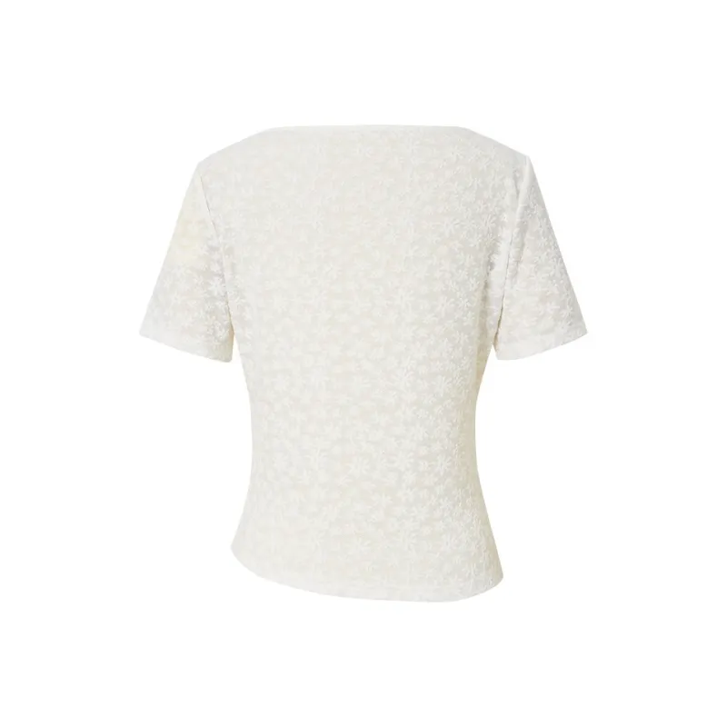Hopeshow T Shirts Women's Raw White 001-1