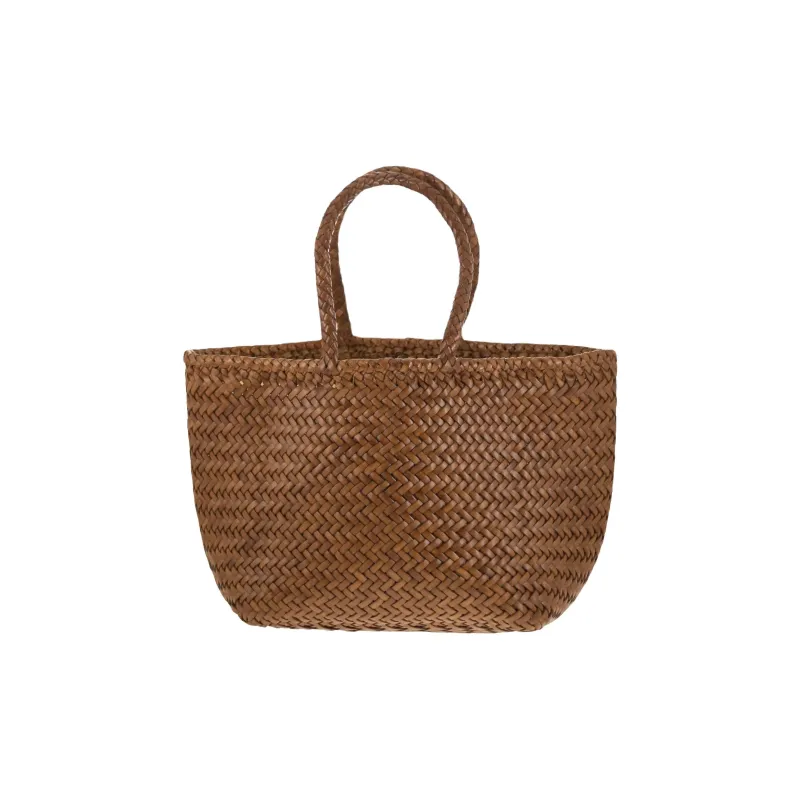 Dragon Diffusion Buffalo Calfskin Basket Handbag Trumpets Women's Brown-3