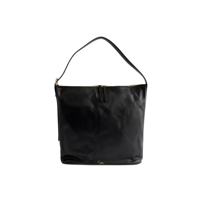 A.P.C Cow Leather Shoulder Bag Tubas Women's Black-0